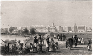 [scene in India with buildings, park]